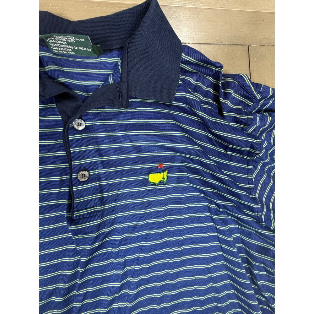Clubhouse Collection Masters Polo Shirt Mens XL Blue Striped 100% Cotton Italy - Picture 4 of 9